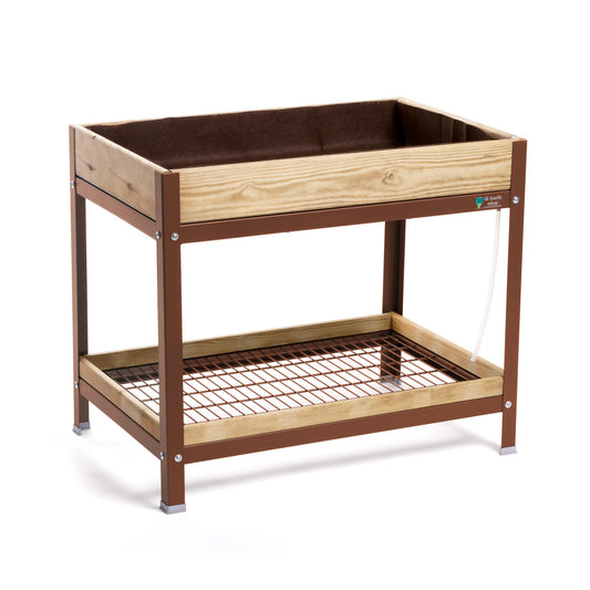 Mi Huerto Urban Jardinera Elevada Madera Con Bandeja Recoge Aguas | Estructura Metálica | Marrón | 90x60x78cm_0