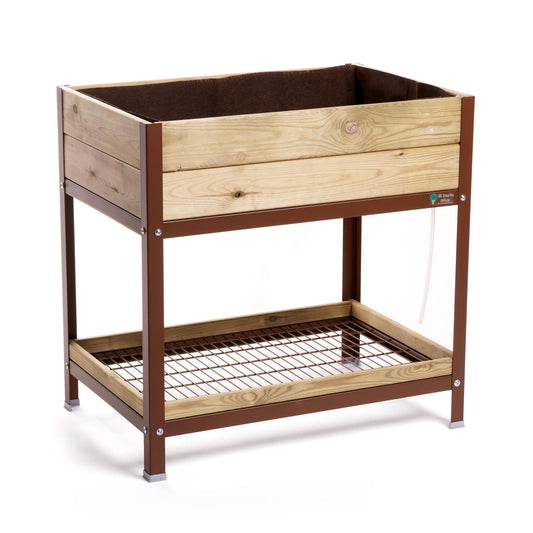 Mi Huerto Urban Jardinera Elevada Madera Con Bandeja Recoge Aguas | Estructura Metálica | Marrón | 90x60x90cm_0