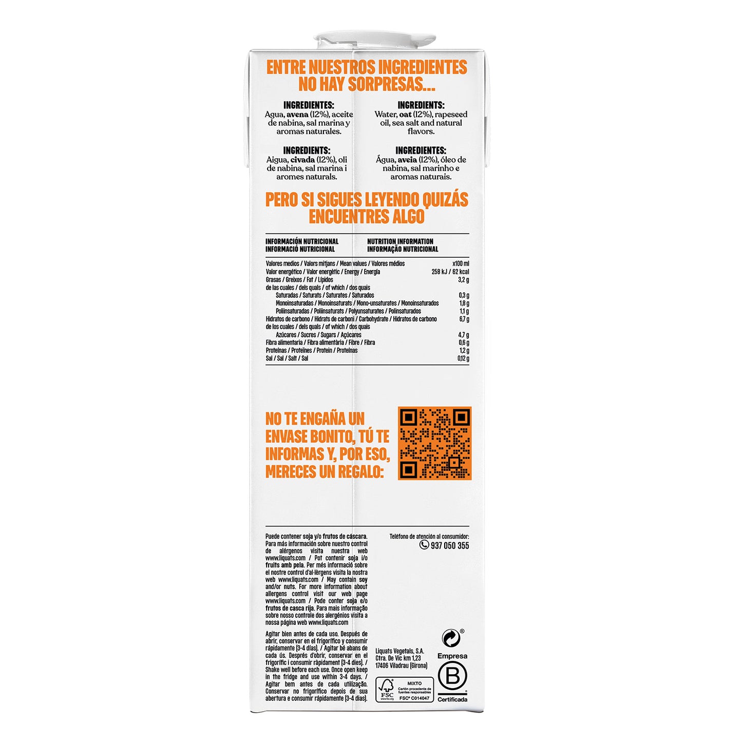 Pack 6x Bebida de Avena Pumpkin Spice Barista YOSOY 1L