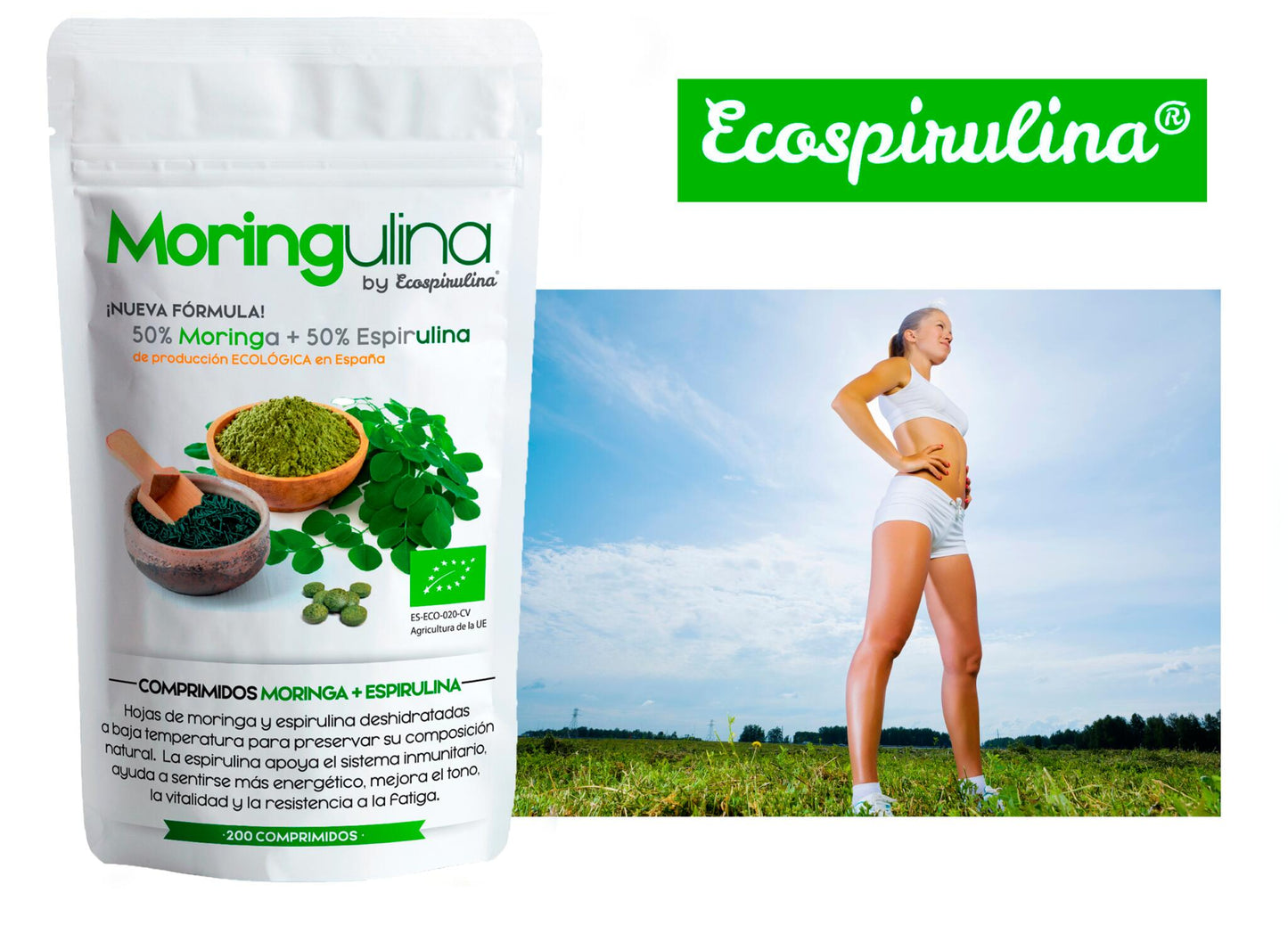 Moringa Y Espirulina Ecológicas En Comprimidos Ecospirulina 200 Comprimidos_2