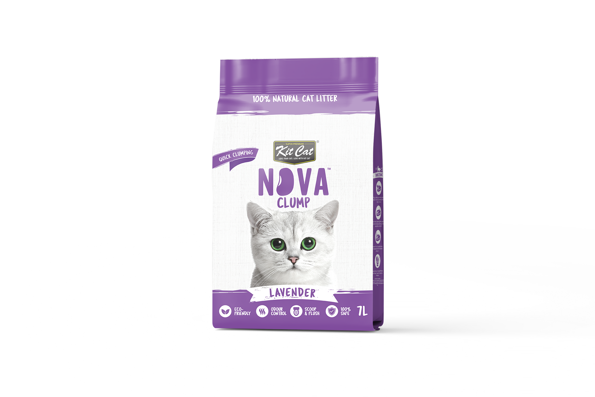 Kit de areia para gatos Eco SoyaClump - Lavanda 7 L