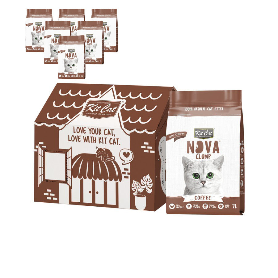 Pack de 6 Kit Cat Arena Eco SoyaClump - Areia para gatos Coffee 7 L