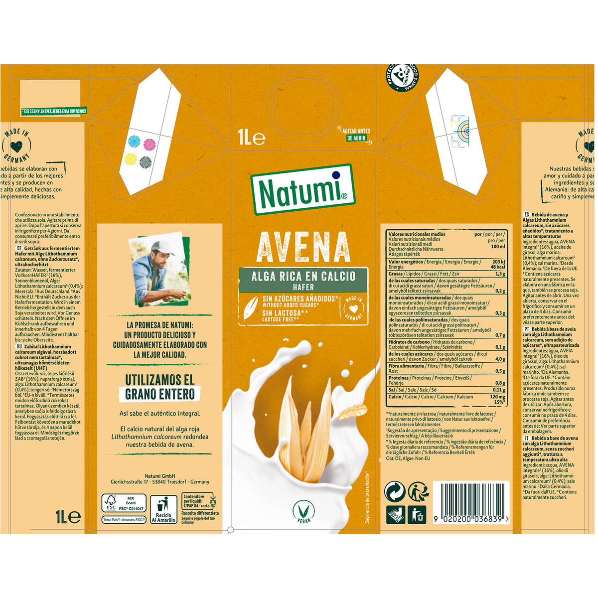 Pack 12x Bebida de Aveia e Algas Marinhas Natumi BIO 1 L