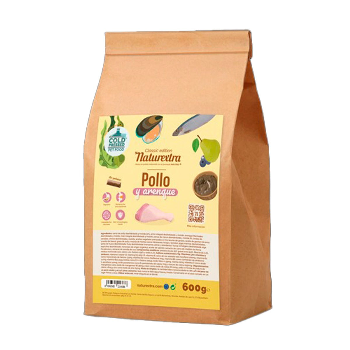 Pienso prensado en frío en Pellets para perros con pollo y arenque 600 g NaturExtra