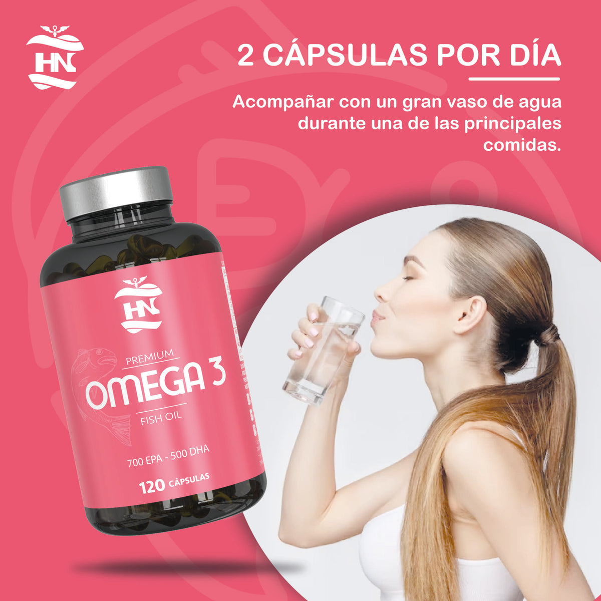 Omega 3 A Base De Aceite De Pescado 120 Perlas Blandas De Acidos Grasos 700mg Epa - 500mg Dha Con Vitamina E (2 Botes)_3