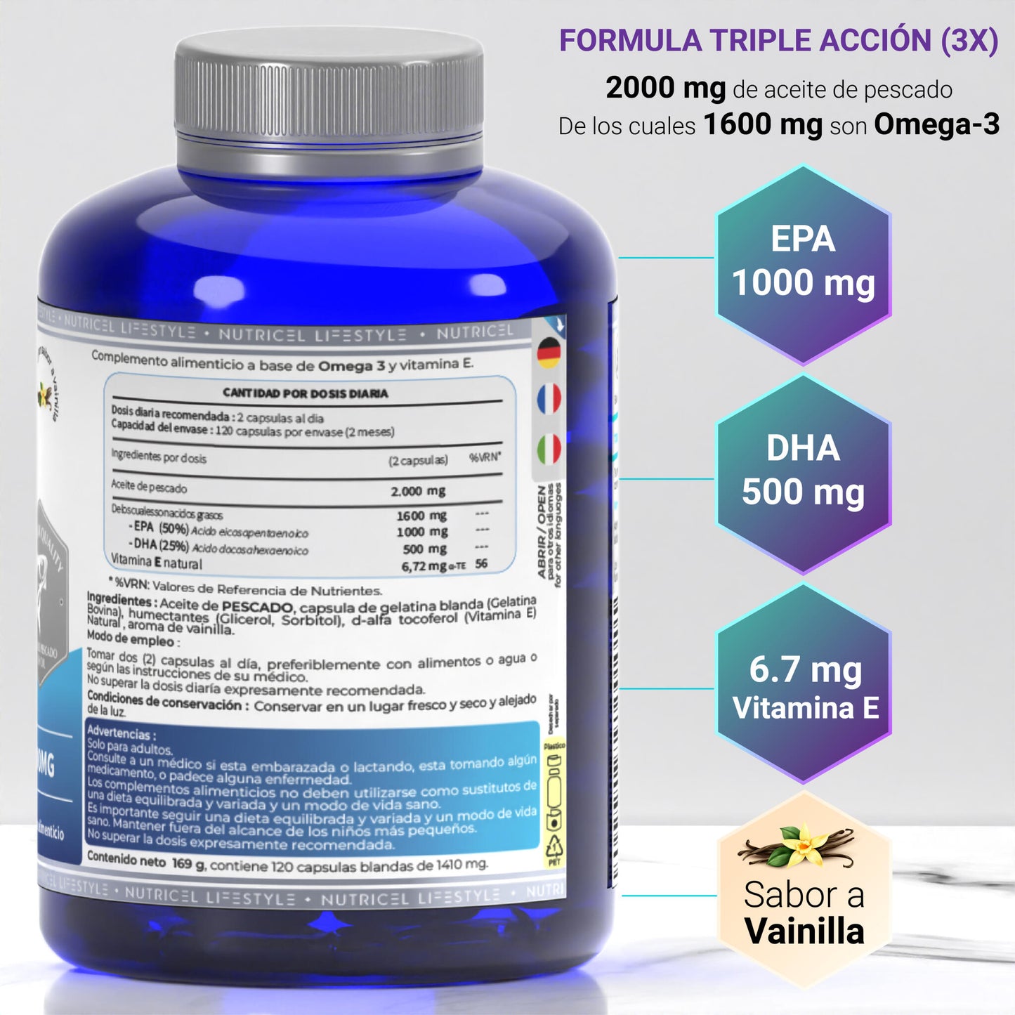 Omega 3 Epa 1000mg Dha 500mg 120 Perlas - Nutricel_1