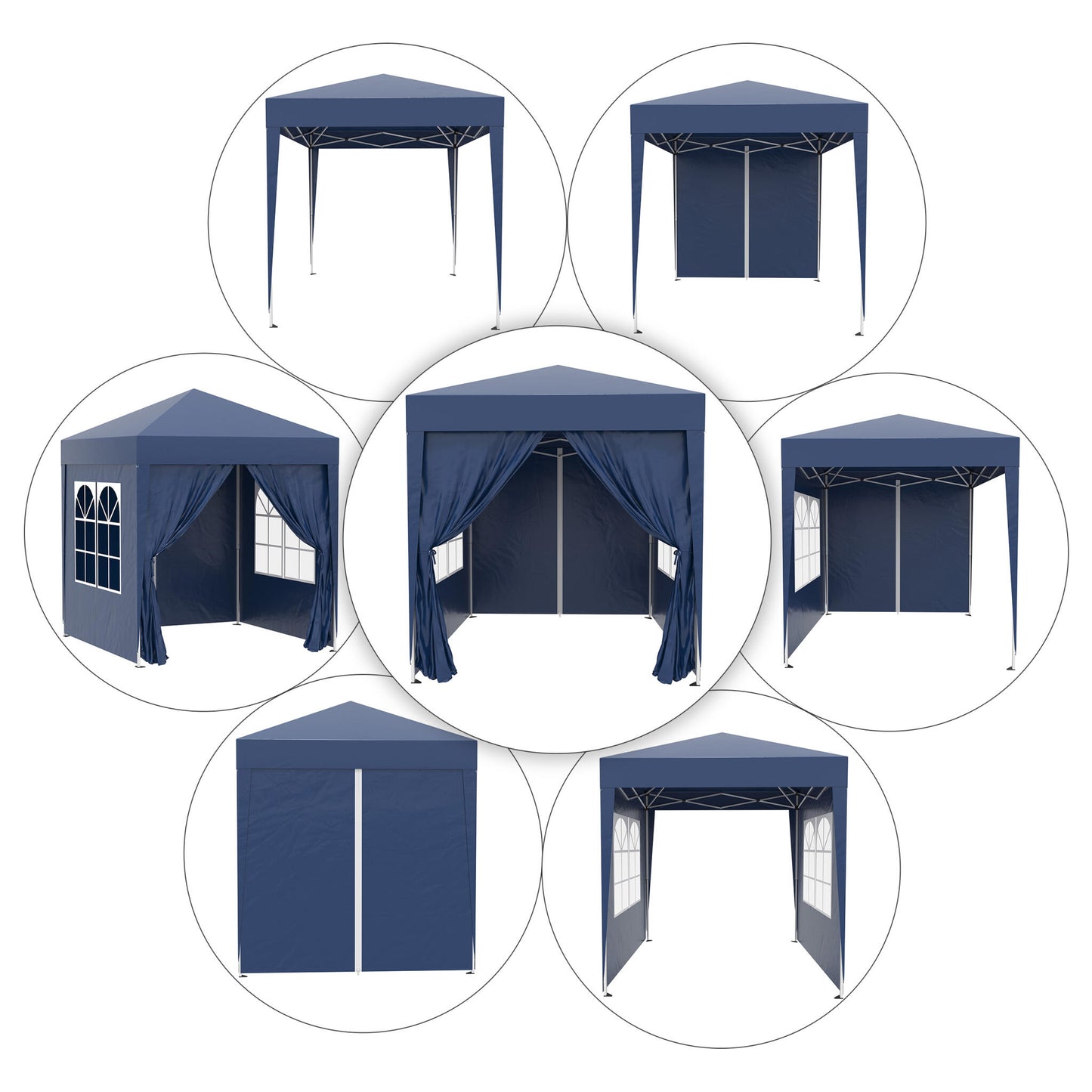 Outsunny Carpa Plegable 2x2m Exterior Con 4 Paredes Y Bolsa De Transporte Azul_4