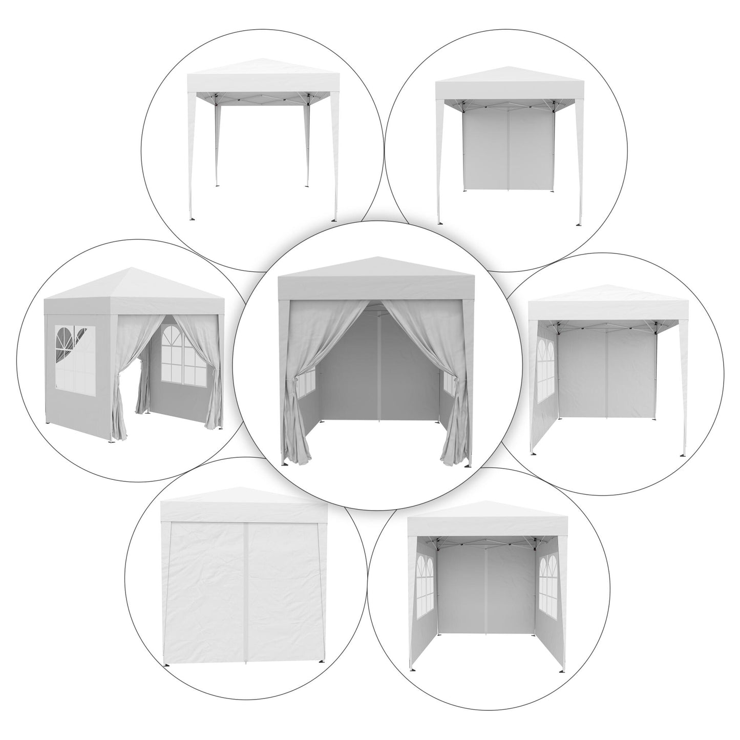 Outsunny Carpa Plegable 2x2m Exterior Con 4 Paredes Y Bolsa De Transporte Blanco_4