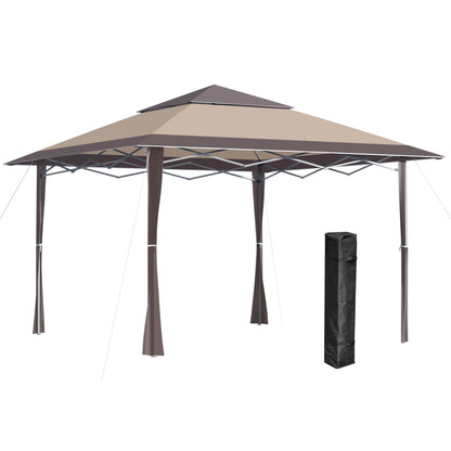 Outsunny Cenador Plegable 4x4m Doble Techo Altura Ajustable Portátil De Acero_0