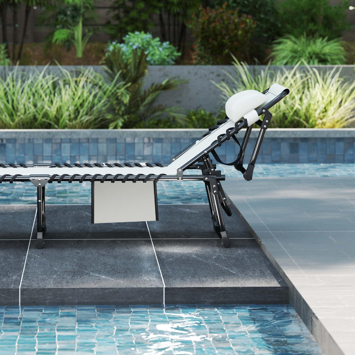 Outsunny Set De 2 Tumbonas Plegables Reclinables Con Reposacabezas Y Bolsillo_3