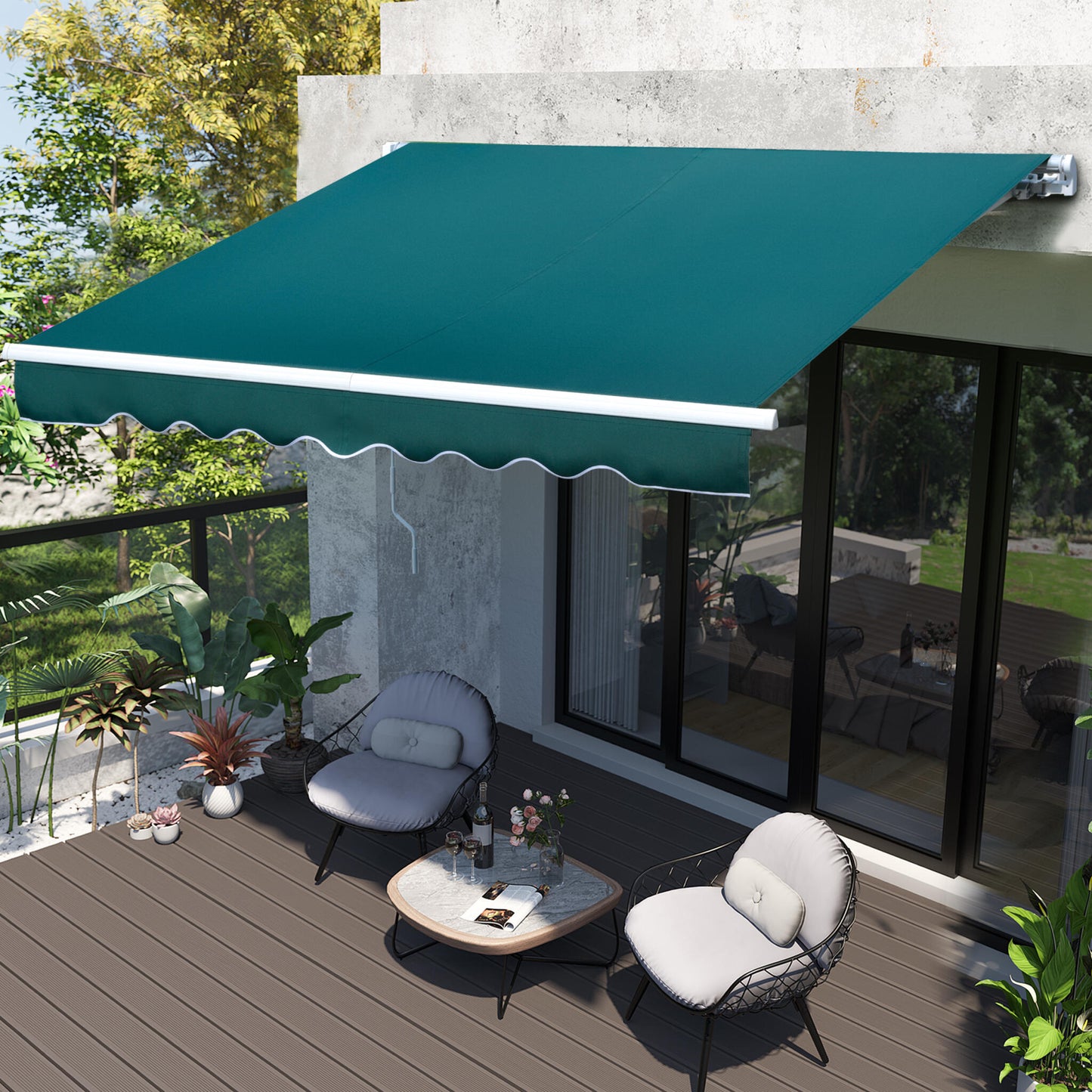 Outsunny Toldo Manual Retráctil Con Manivela 250x200 Cm Aluminio Ajustable_1