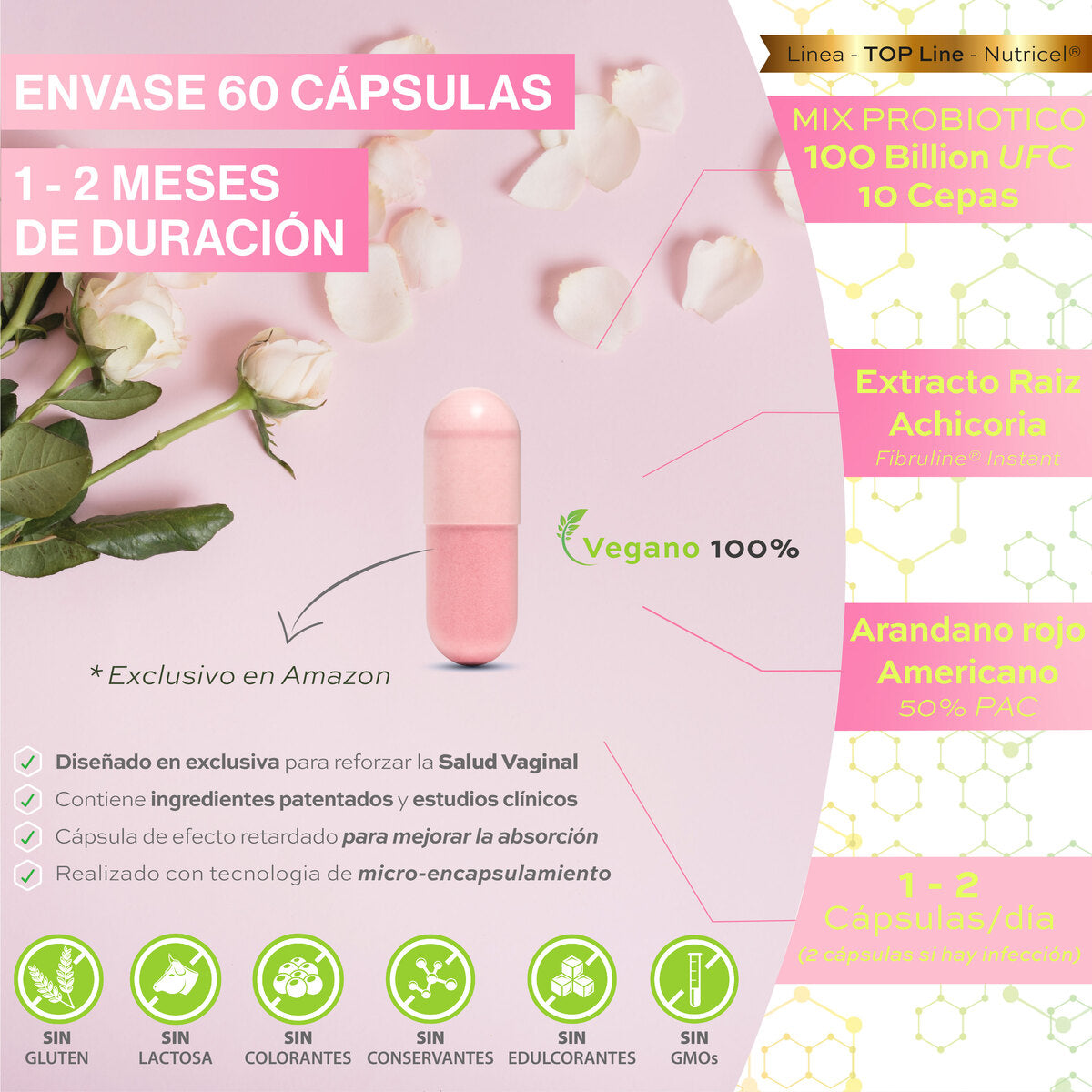 Probione Femme Probióticos Flora Íntima 100 mil M UFC Nutricel 60 cápsulas