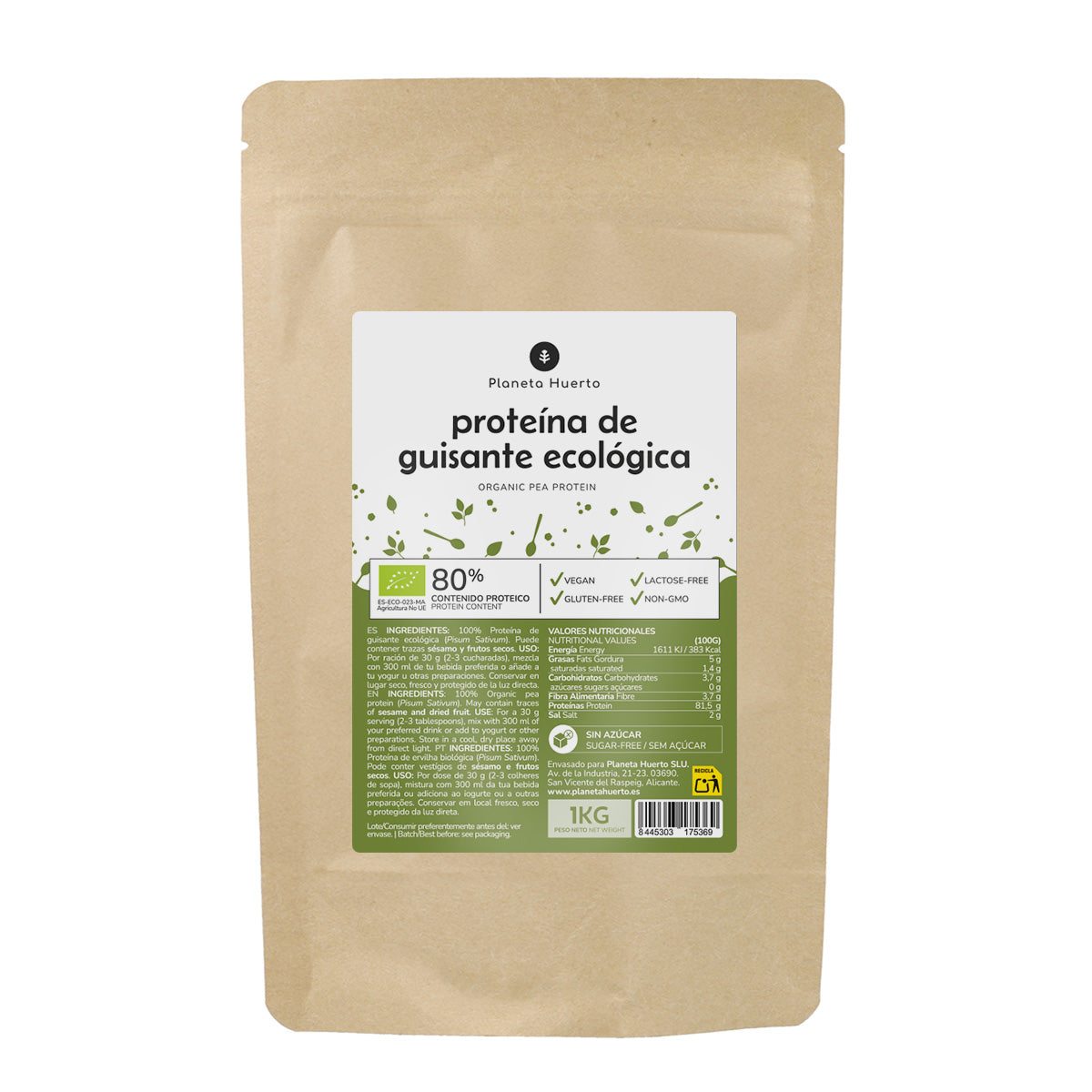 Proteína de Ervilha 80% ECO Planeta Huerto 1 kg
