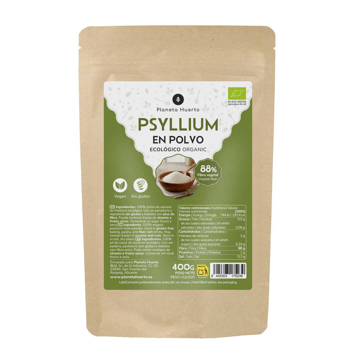 Psyllium em pó Eco Planeta Huerto 400 g