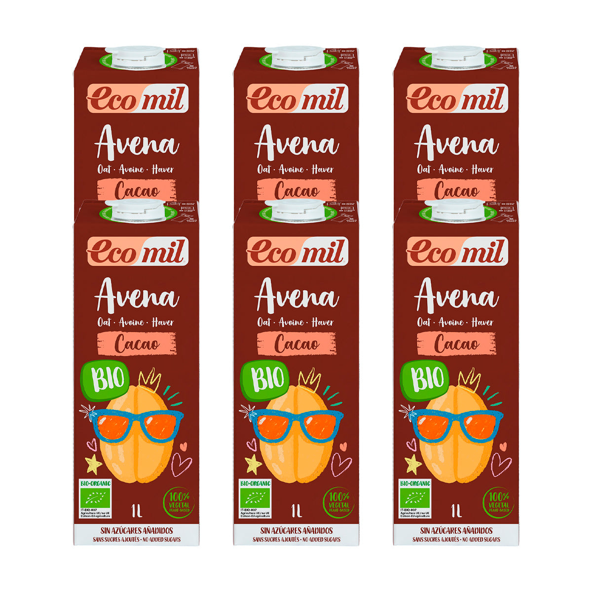 Embalagem de 6 x Bebida de Aveia com Chocolate NaturGreen 1 L