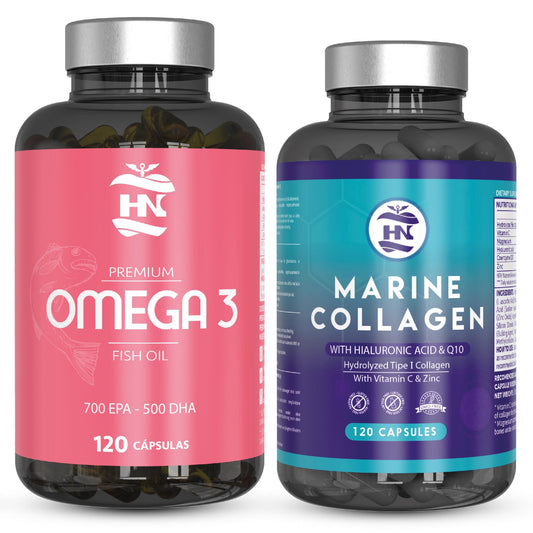 Pack - Omega 3 120 Caps A Base De Aceite De Pescado - 700mg Epa - 500mg Dha Y Colágeno Marino Hidrolizado Puro 120 Caps_0