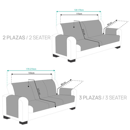Pack 2 Plazas Y 3 Plazas Protector Funda Sofa. Cubresofa. Chenilla Lisa. Diseño Elite. Color Ocre_3