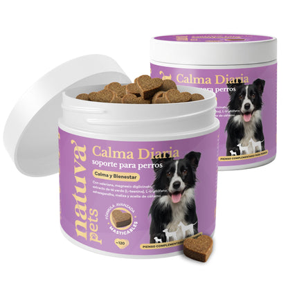 Pack 2x Calmante Para Perros. Calma Diaria Y Bienestar. Suplementos Mascotas. 240 Masticables. Natuva Pets_0