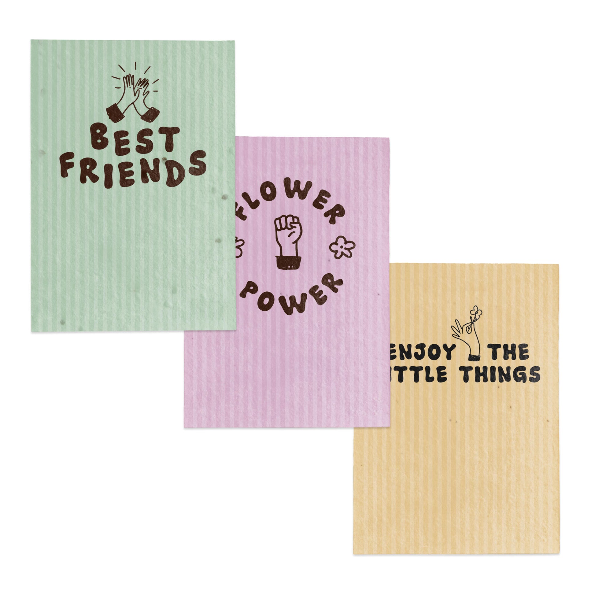 Pack 3 Postales Plantables – Best Friends, Flower Power Y Enjoy The Little Things - Resetea_0