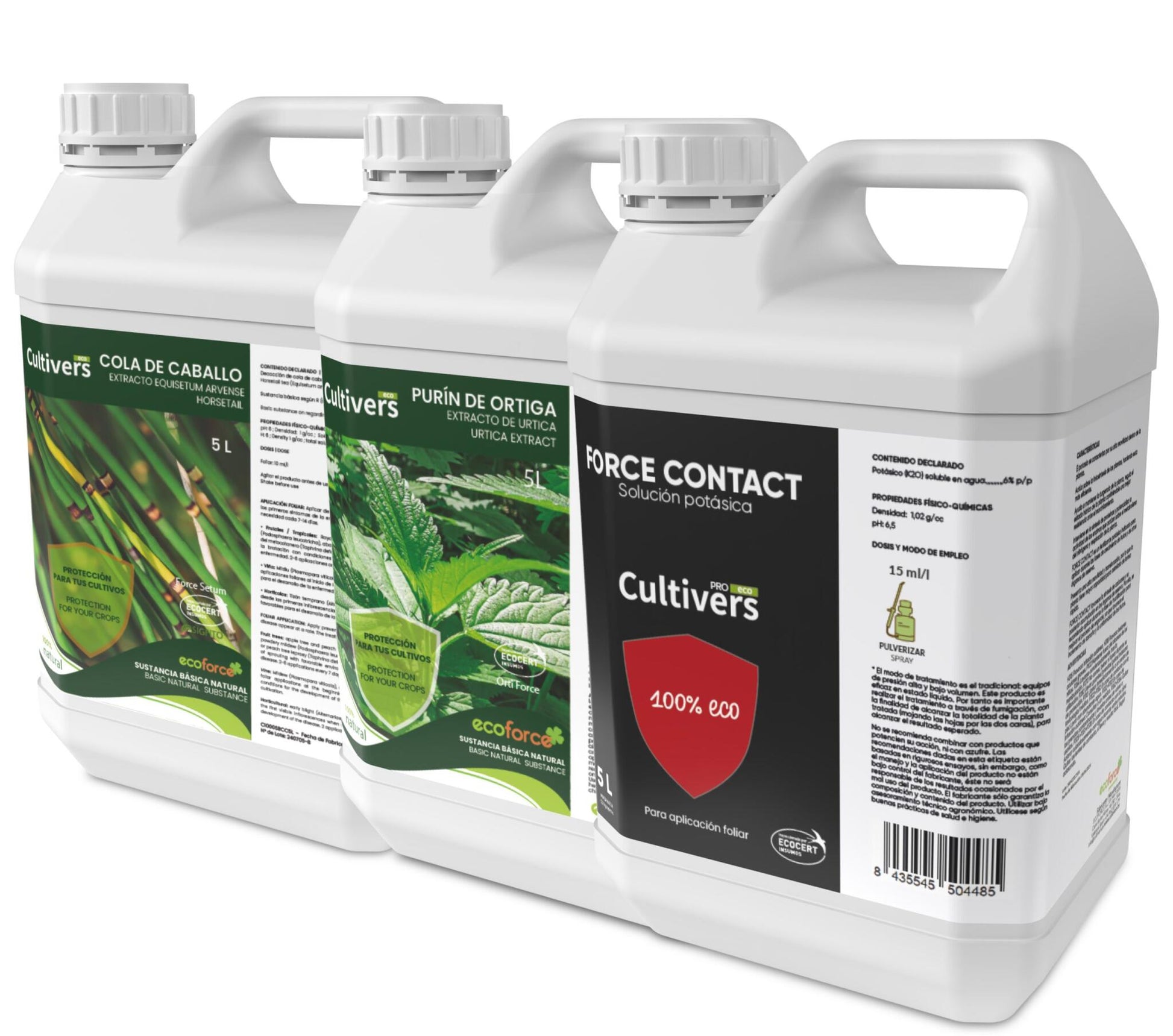 Pack Cola De Caballo, Purín De Ortiga Y Jabón Potásico Cultivers 5 L_1