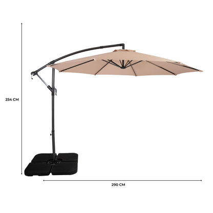 Parasol Excéntrico De 3 M Con Base Cuadrada – Beige_4