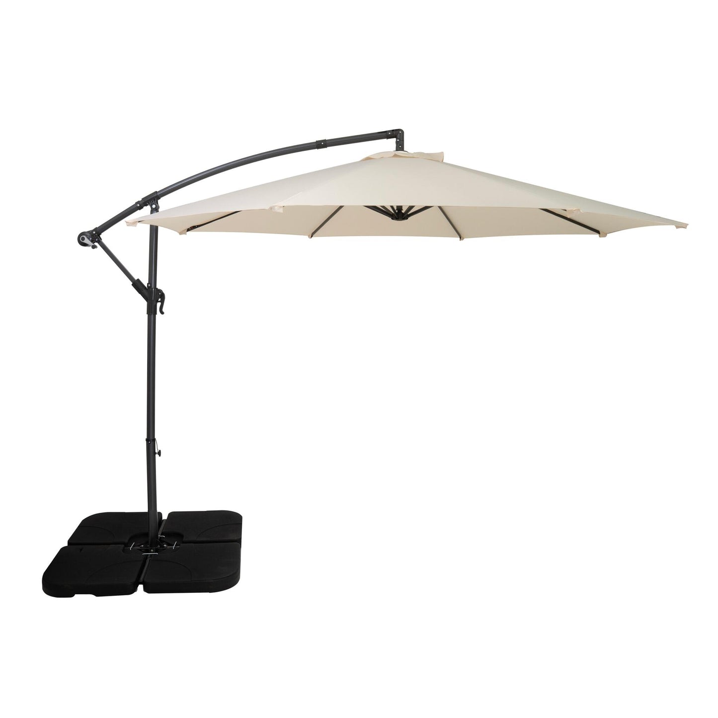 Parasol Excéntrico De 3 M Con Base Cuadrada – Crema_0