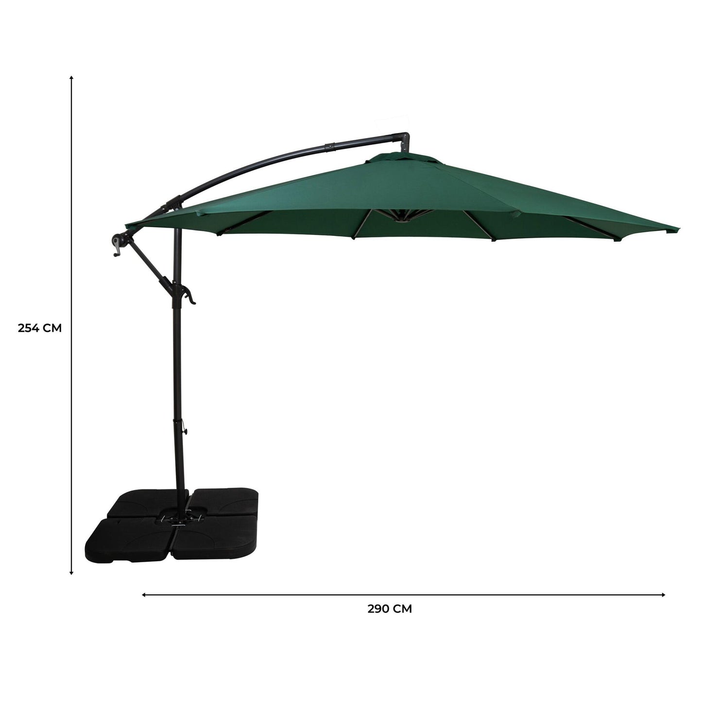 Parasol Excéntrico De 3 M Con Base Cuadrada – Verde_4