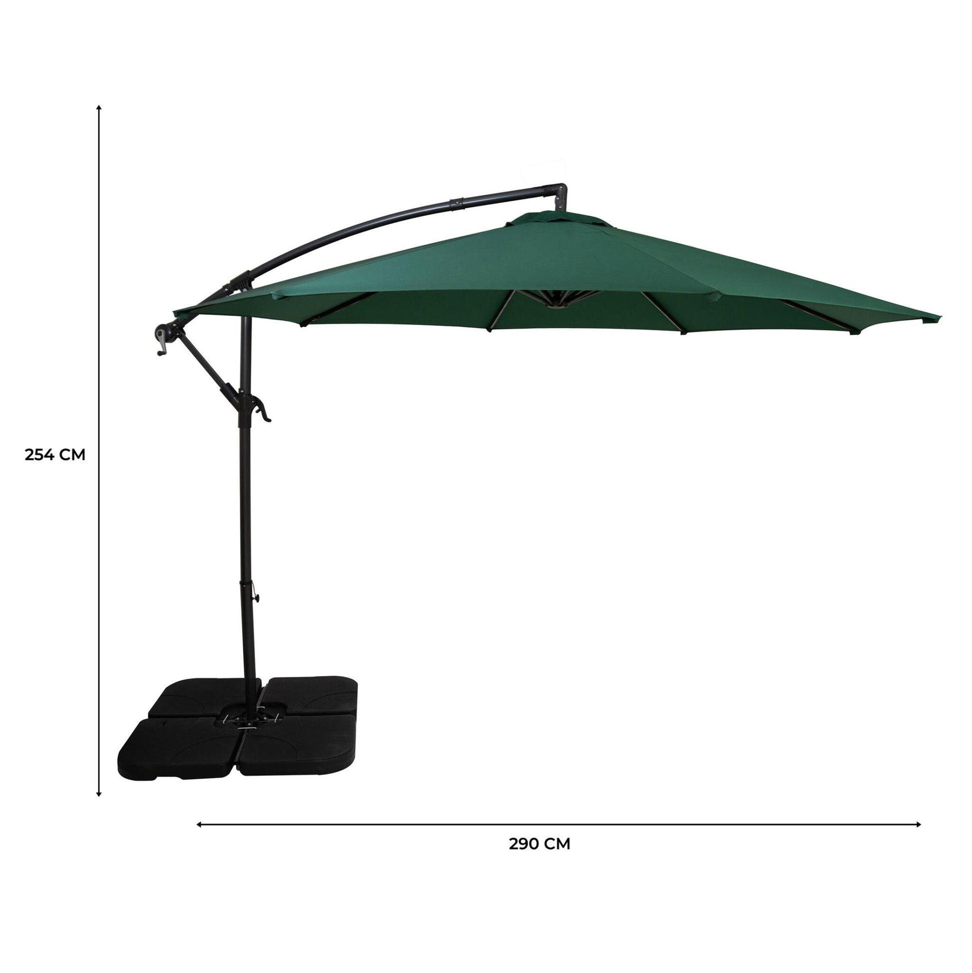 Parasol Excéntrico De 3 M Con Base Cuadrada – Verde_4
