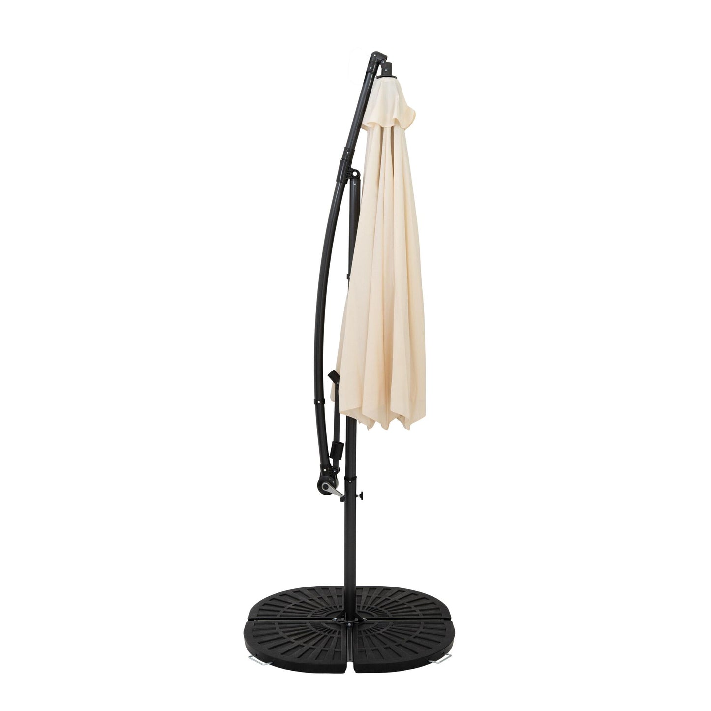Parasol Excéntrico De 3 M Con Base De Abanico Completo – Crema_1