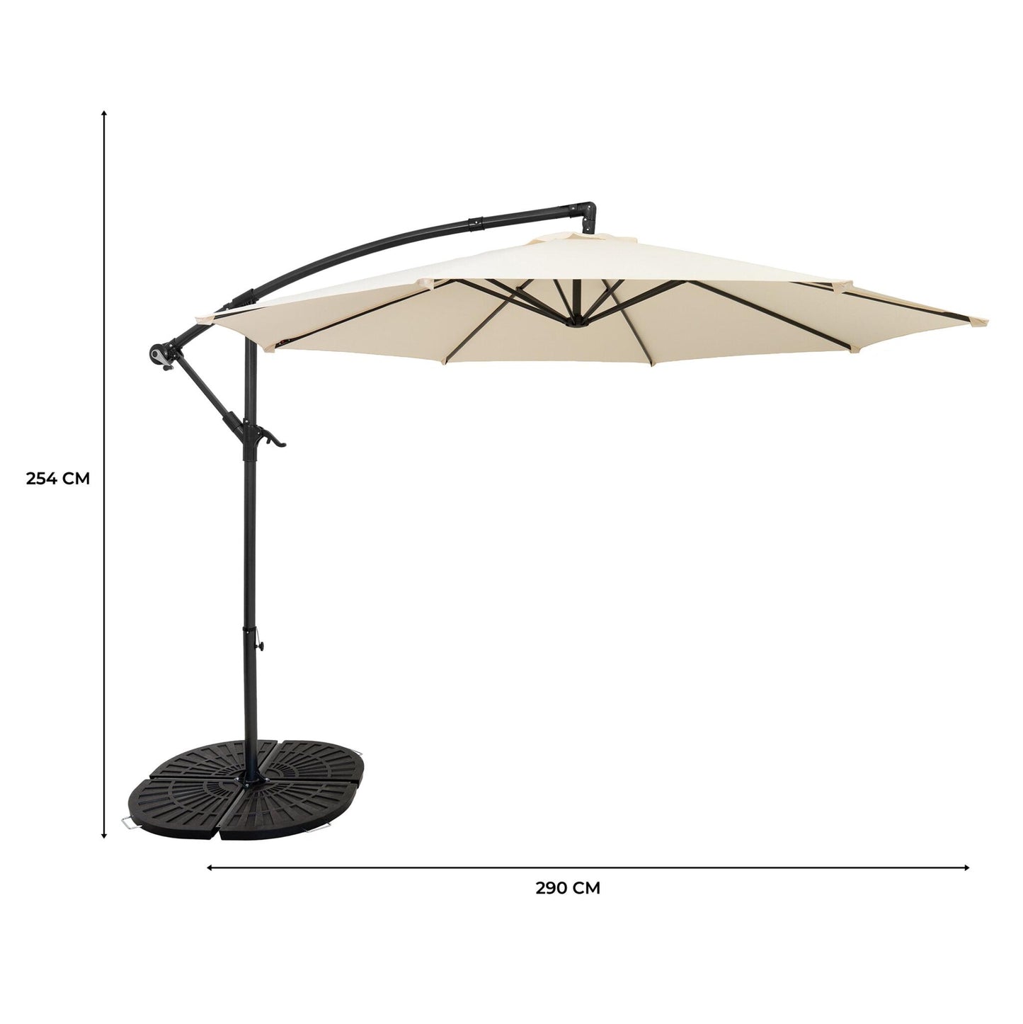 Parasol Excéntrico De 3 M Con Base De Abanico Completo – Crema_4