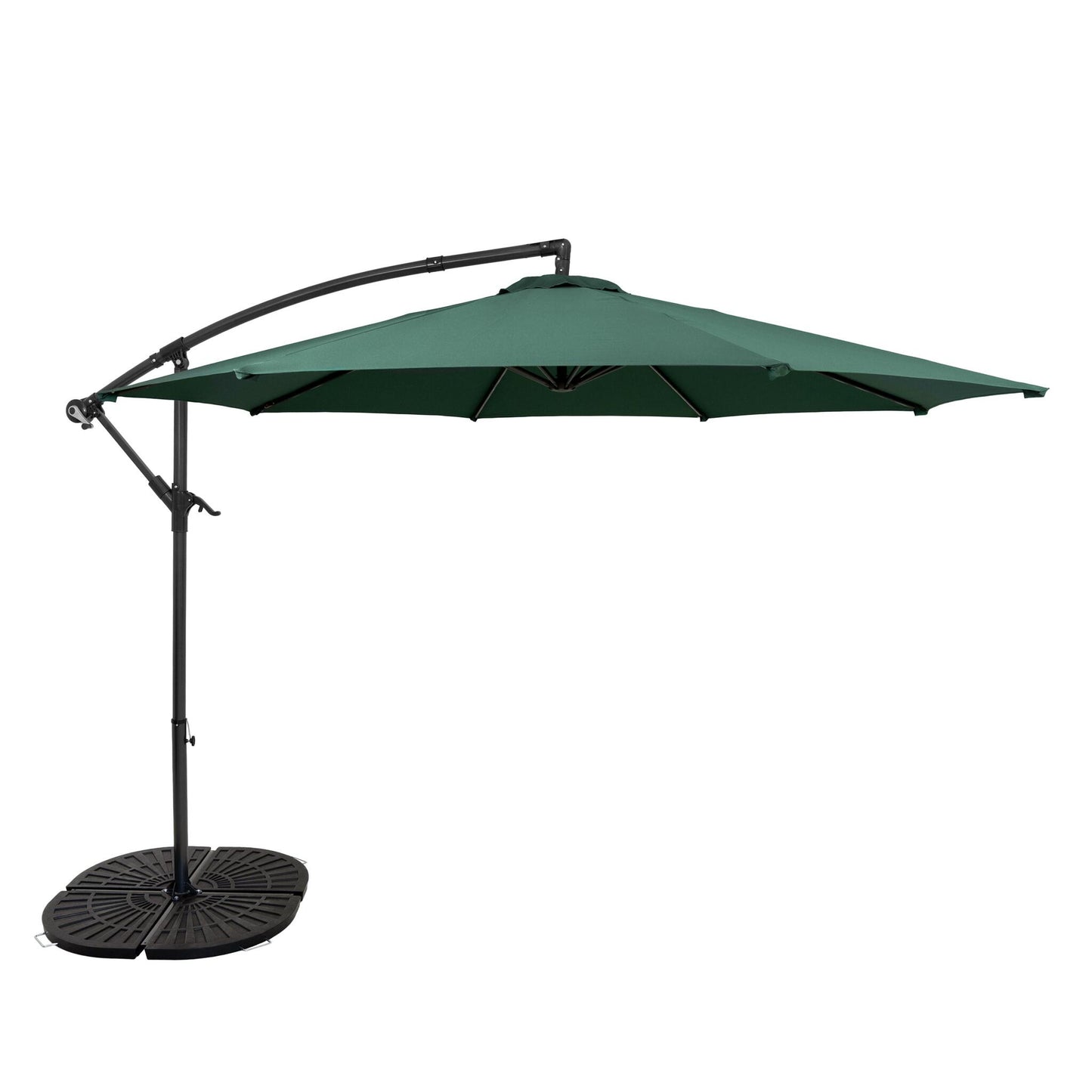 Parasol Excéntrico De 3 M Con Base De Abanico Completo – Verde_0