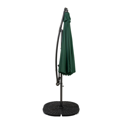 Parasol Excéntrico De 3 M Con Base De Abanico Completo – Verde_1