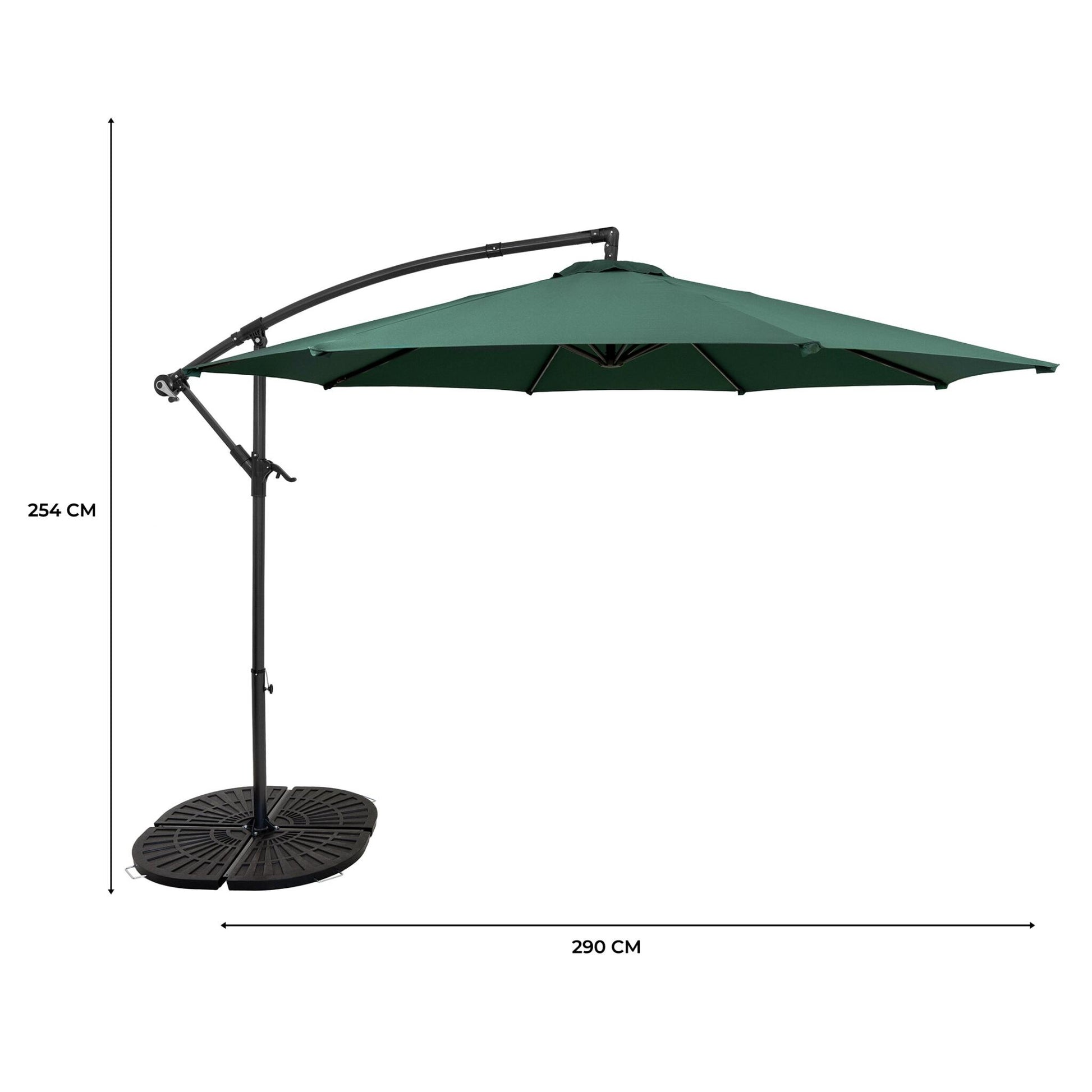 Parasol Excéntrico De 3 M Con Base De Abanico Completo – Verde_4