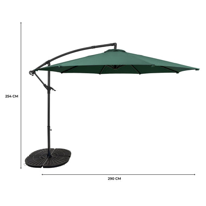 Parasol Excéntrico De 3 M Con Base De Abanico Completo – Verde_4