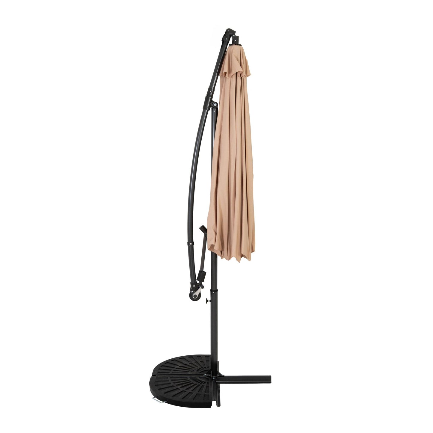 Parasol Excéntrico De 3 M Con Base De Medio Abanico – Beige_1