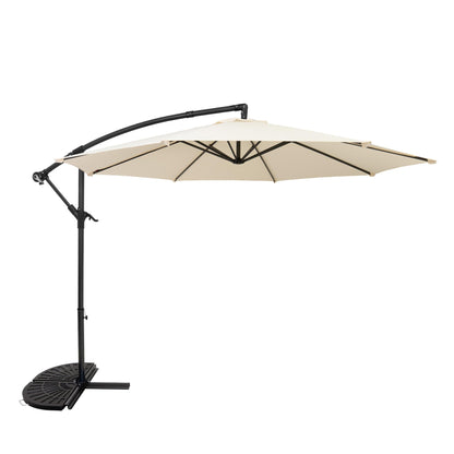 Parasol Excéntrico De 3 M Con Base De Medio Abanico – Crema_0