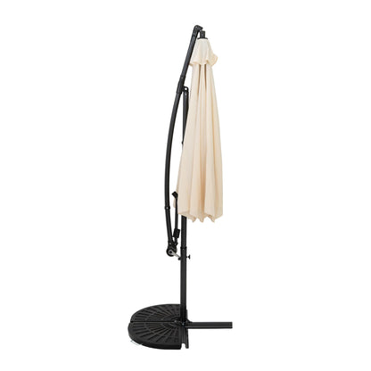 Parasol Excéntrico De 3 M Con Base De Medio Abanico – Crema_1