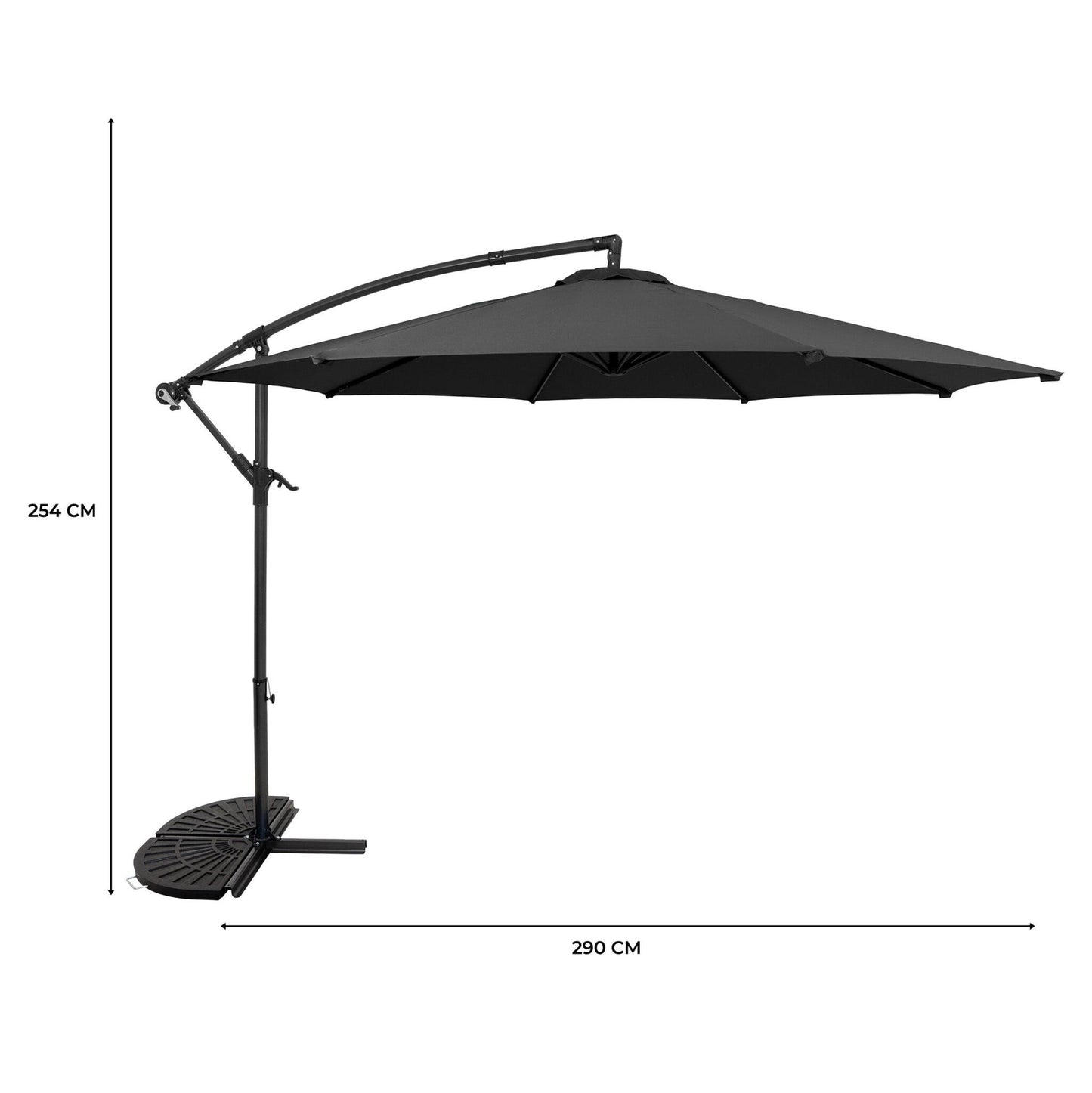 Parasol Excéntrico De 3 M Con Base De Medio Abanico – Gris_4