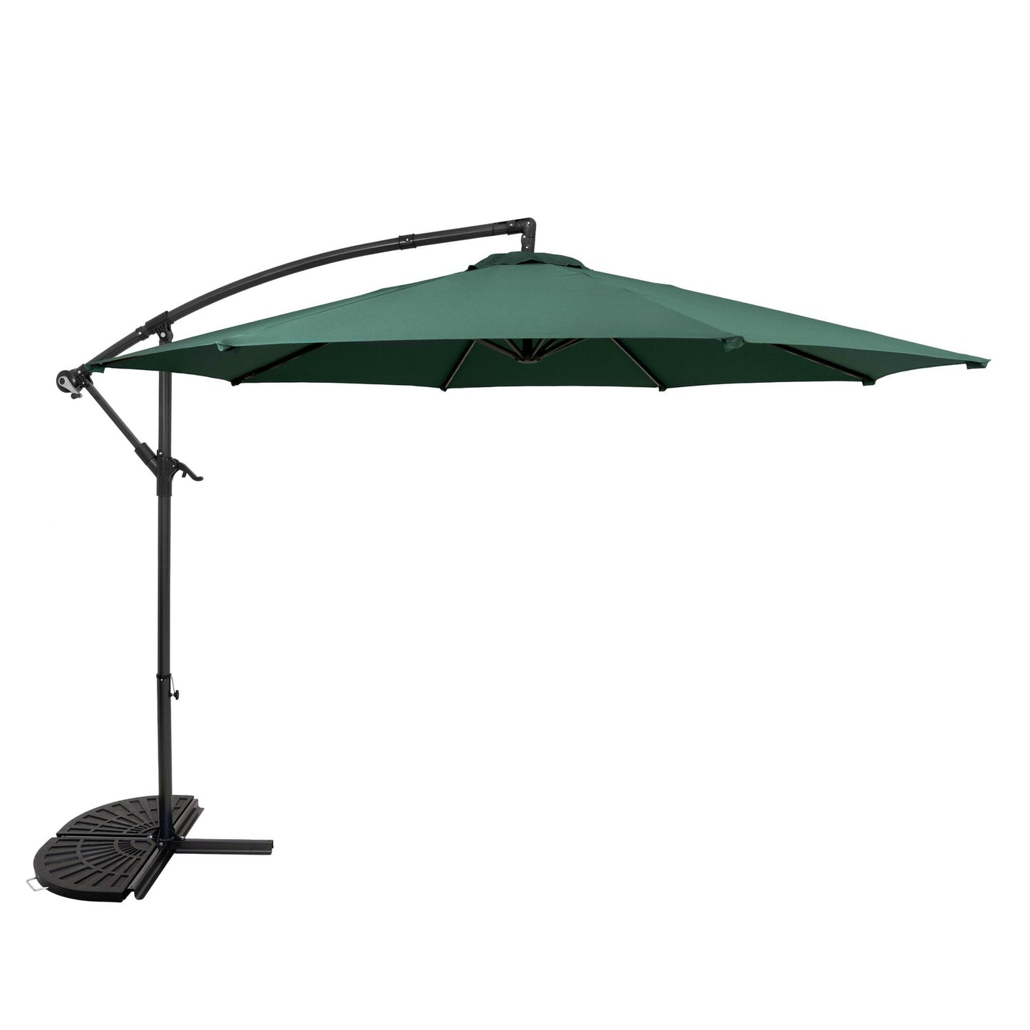 Parasol Excéntrico De 3 M Con Base De Medio Abanico – Verde_0