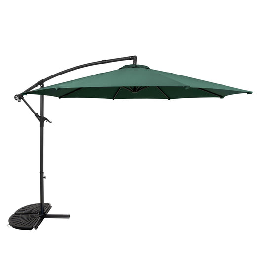 Parasol Excéntrico De 3 M Con Base De Medio Abanico – Verde_0