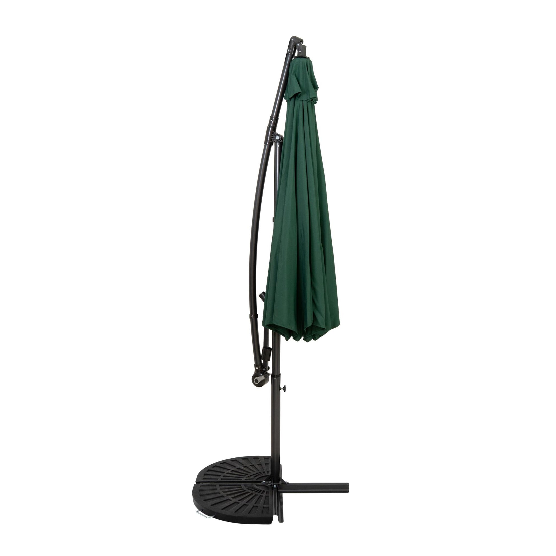 Parasol Excéntrico De 3 M Con Base De Medio Abanico – Verde_1