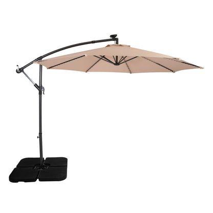 Parasol Excéntrico Led 3 M Con Base Cuadrada – Beige_0