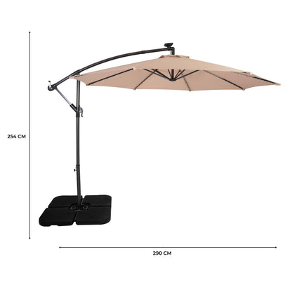 Parasol Excéntrico Led 3 M Con Base Cuadrada – Beige_4