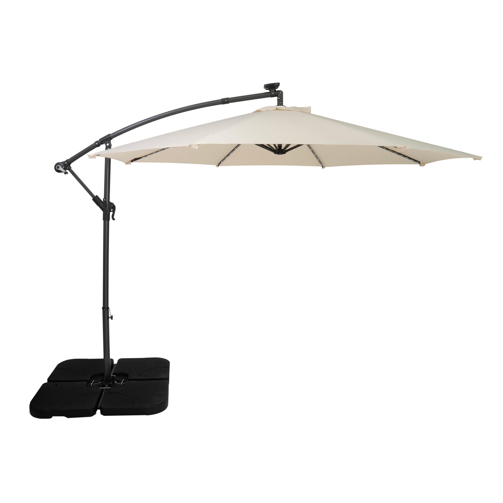 Parasol Excéntrico Led 3 M Con Base Cuadrada – Crema_0