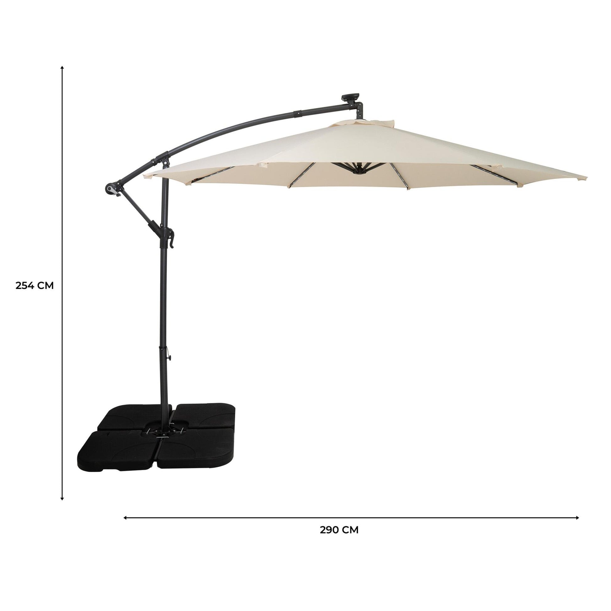 Parasol Excéntrico Led 3 M Con Base Cuadrada – Crema_4