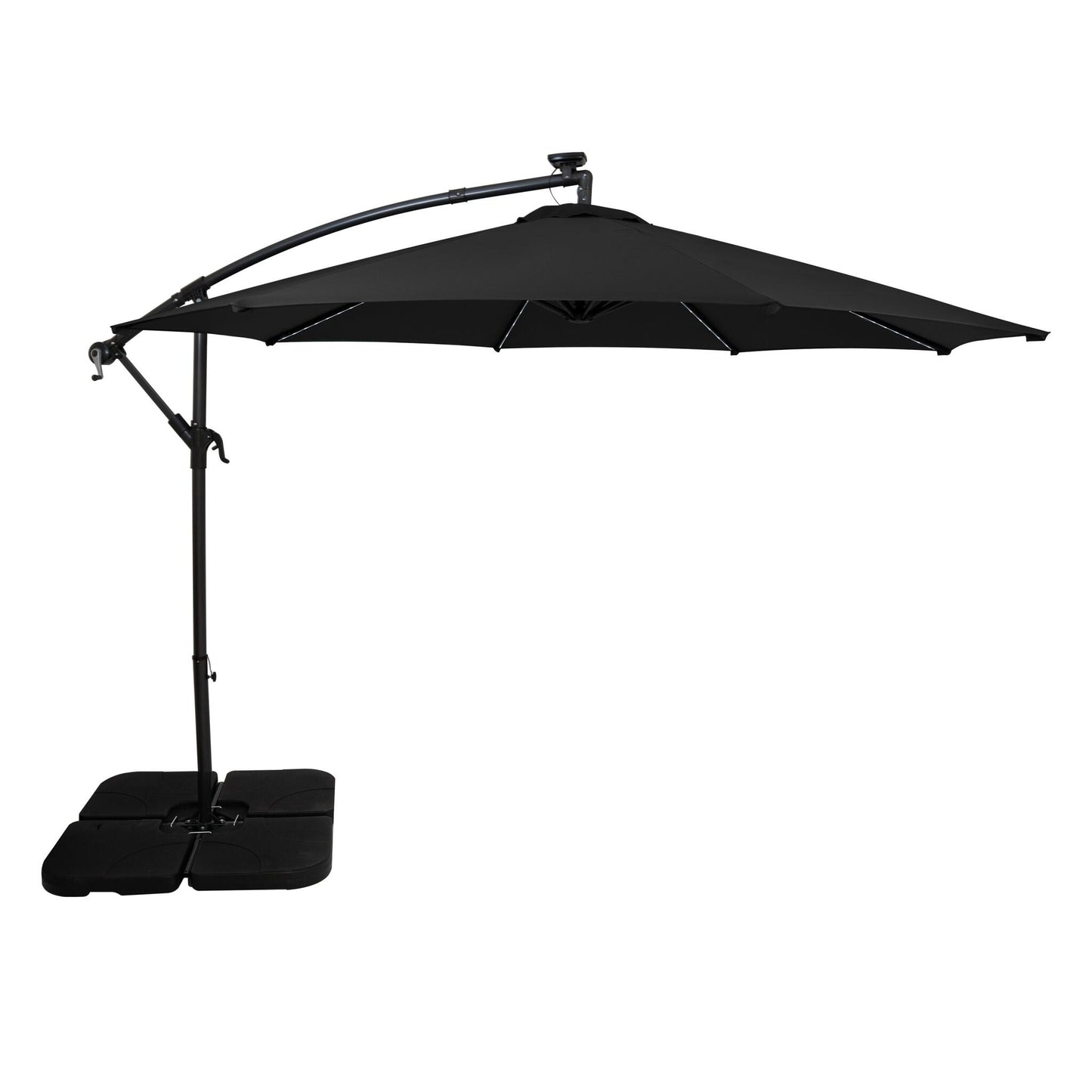 Parasol Excéntrico Led 3 M Con Base Cuadrada – Negro_0