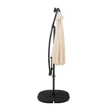 Parasol Excéntrico Led De 3 M Con Base De Abanico Completo – Crema_1