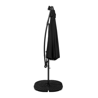 Parasol Excéntrico Led De 3 M Con Base De Abanico Completo – Negro_1