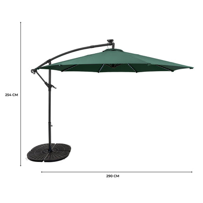 Parasol Excéntrico Led De 3 M Con Base De Abanico Completo – Verde_4