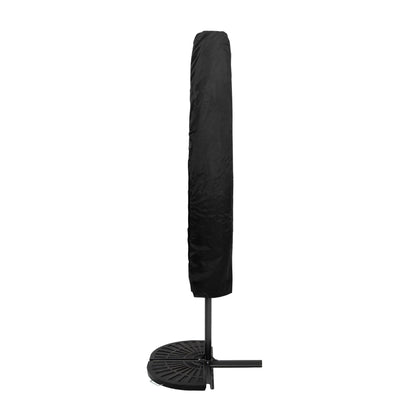 Parasol Excéntrico Led De 3 M Con Base De Medio Abanico – Beige_2